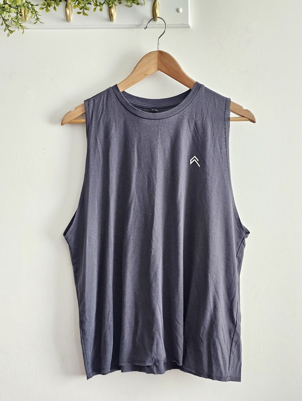 Oner Active Gray Oversized Sleeveless Gym Tank Top Logo Workout Size Large